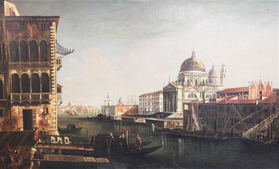 19th century Venetian School Views of the Dogana, with Santa Maria della Salute & The Grand Canal, 24 x 38in.